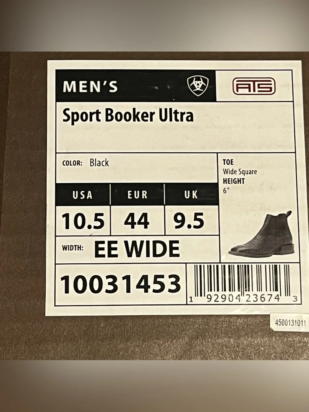 Ariat Men’s Boots Booker Chelsea Wide Square Toe Western Boot Size 10.5 EE Wide